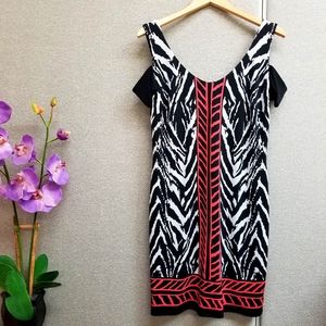 Boston Proper cold shoulder zebra print dress